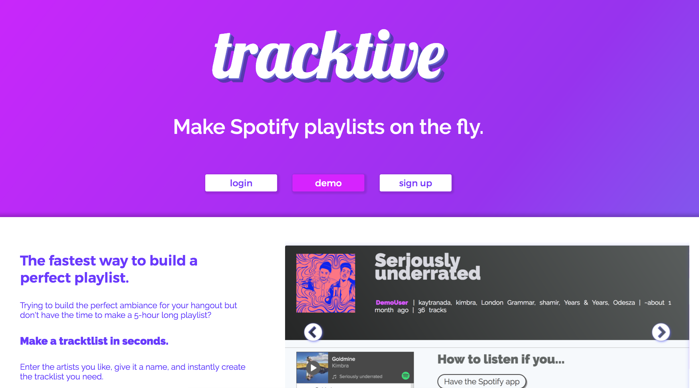 Tracktive, full-stack app